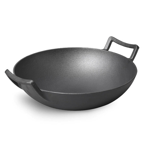  32cm Commercial Cast Iron Wok FryPan Fry Pan with Double Handle