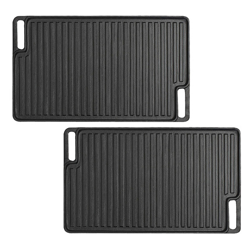 2X 45cm Rectangular Cast Iron Portable Fry BBQ Grill Plate Cooking Pan Tray with Handle