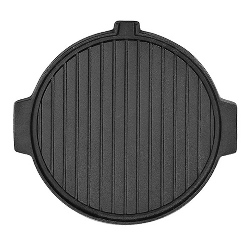 30CM Round Cast Iron Korean BBQ Grill Plate with Handles and Drip Lip