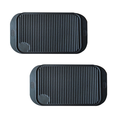 2X 47cm Cast Iron Ridged Griddle Hot Plate Grill Pan BBQ Stovetop