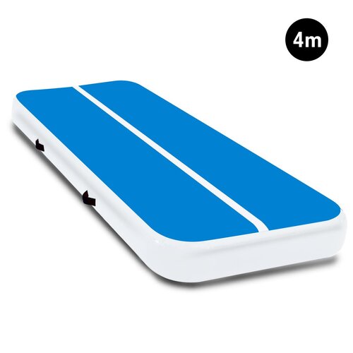 4m x 1m Air Track Inflatable Tumbling Gymnastics Mat - Blue White